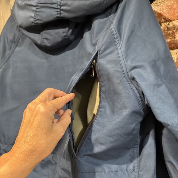 VINTAGE Woolrich Parka Mens L Hooded Wool Blanket lined Gorpcore blue ski alpine - Picture 10 of 12